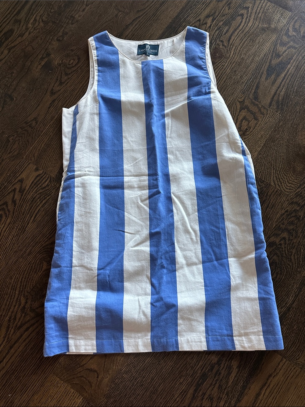 Blue and White Striped Sleeveless Shift Dress - Casual Summer
